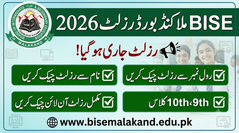 BISE Malakand Board Result 2026 By Roll No, Name