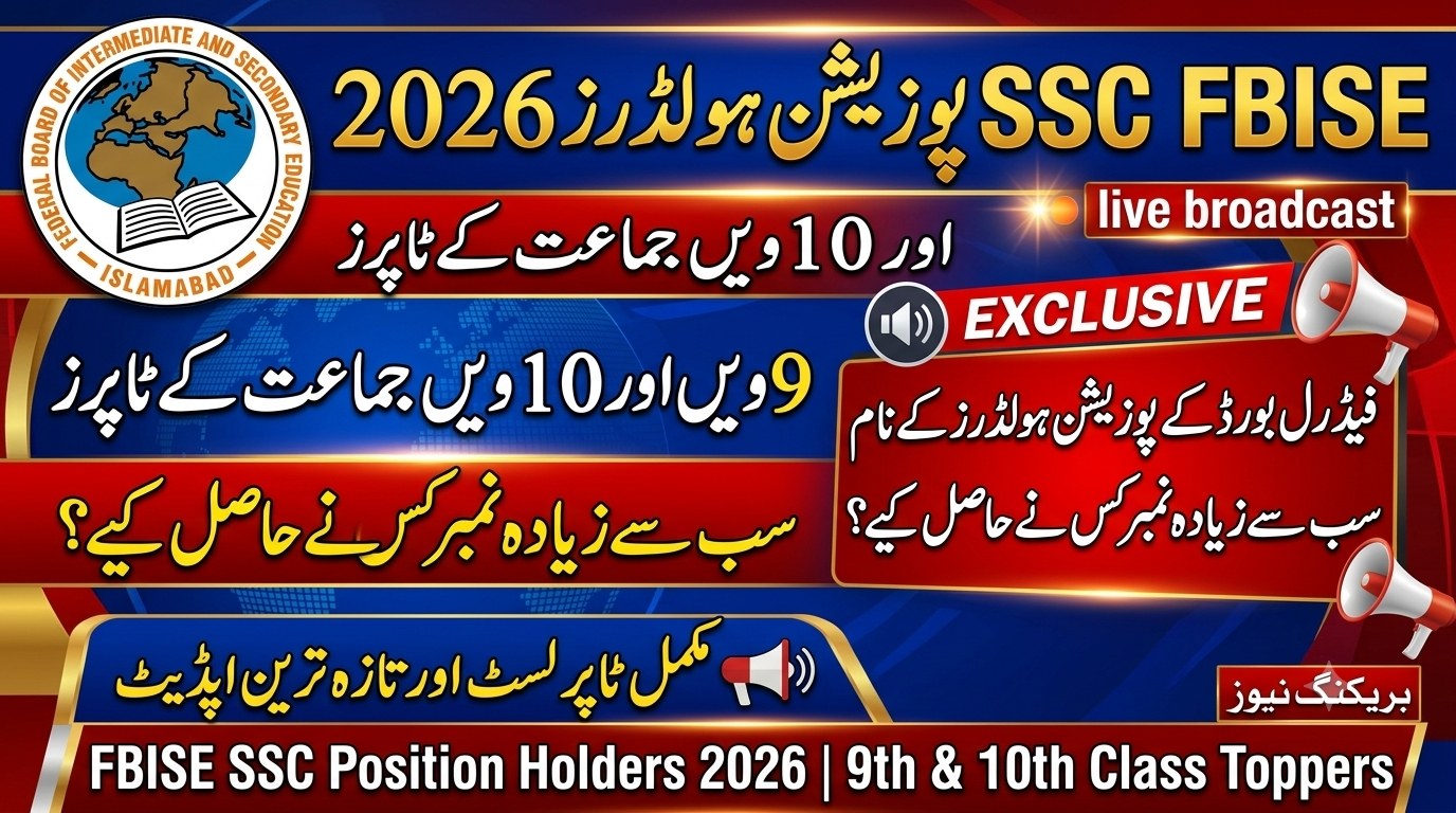 FBISE SSC Position Holders 2026 (9th & 10th Class)