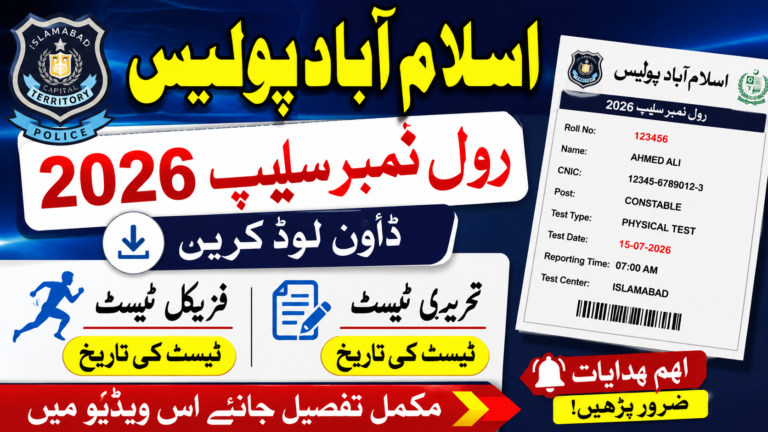 Islamabad Police Roll No Slip 2026 Download Physical & Written Test Date