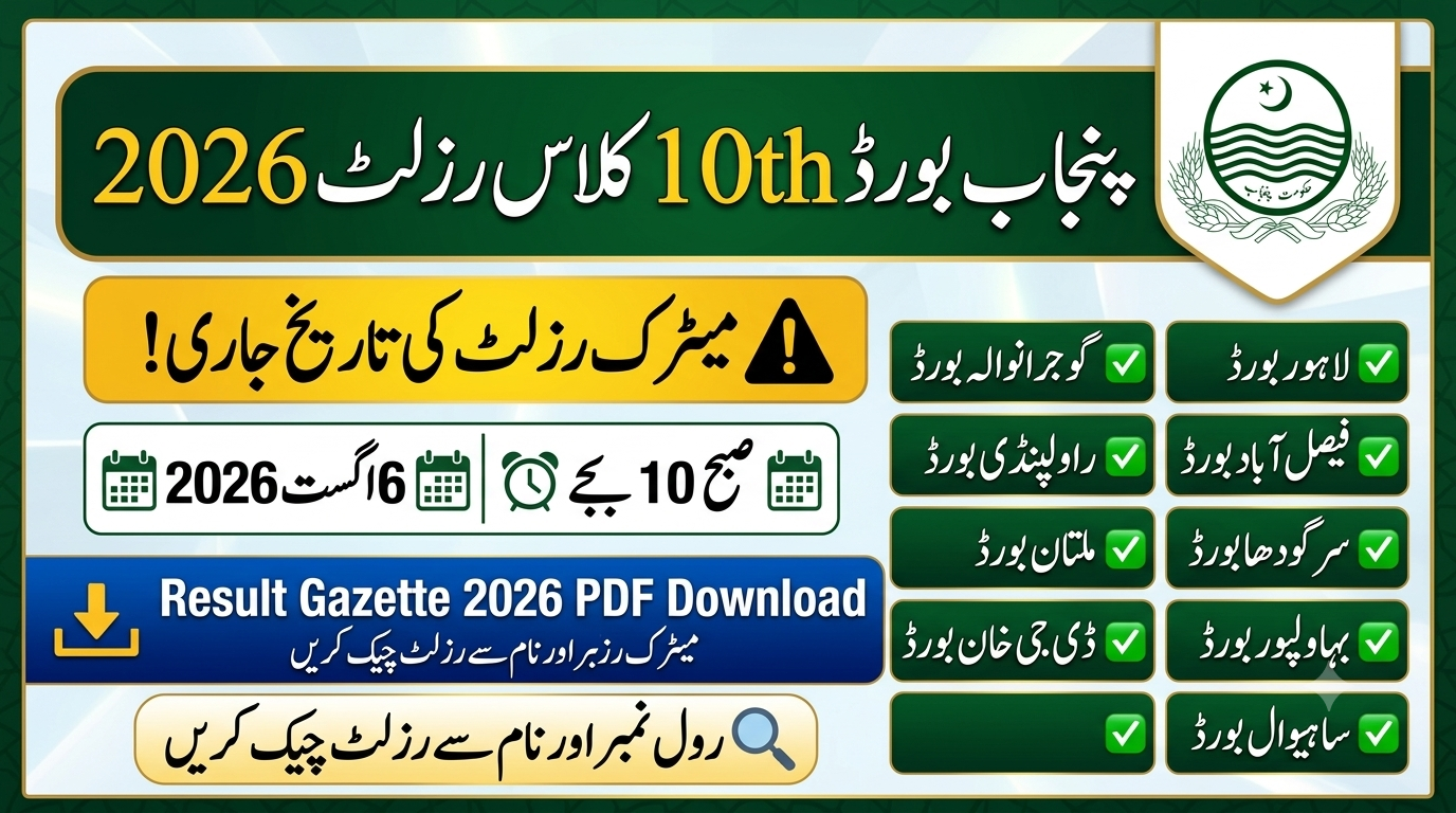 All Punjab Board 10th Class Result Gazette 2026 PDF Download