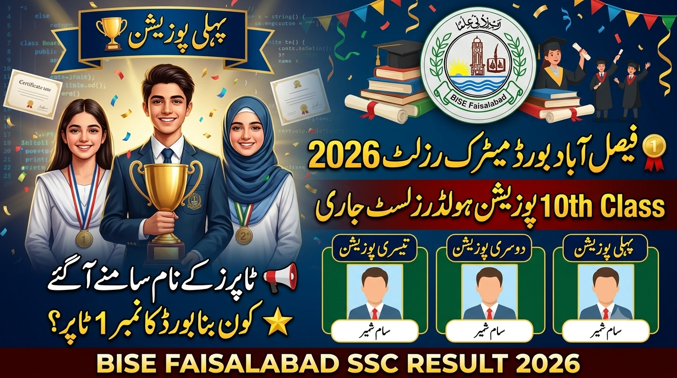 BISE Faisalabad Board 10th Class Position Holders Result 2026 Topper List