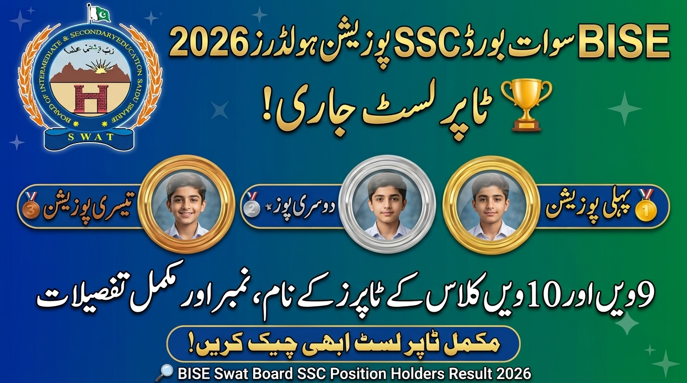 BISE Swat Board SSC Position Holders Result 20226 Topper List